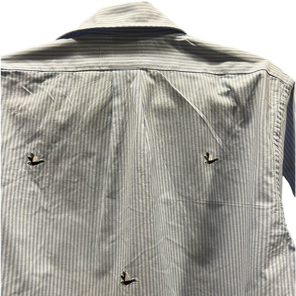 Brooks Brothers Bird-Embroidered Striped Cotton Poplin Shirt Size L red fleece - Picture 5 of 8